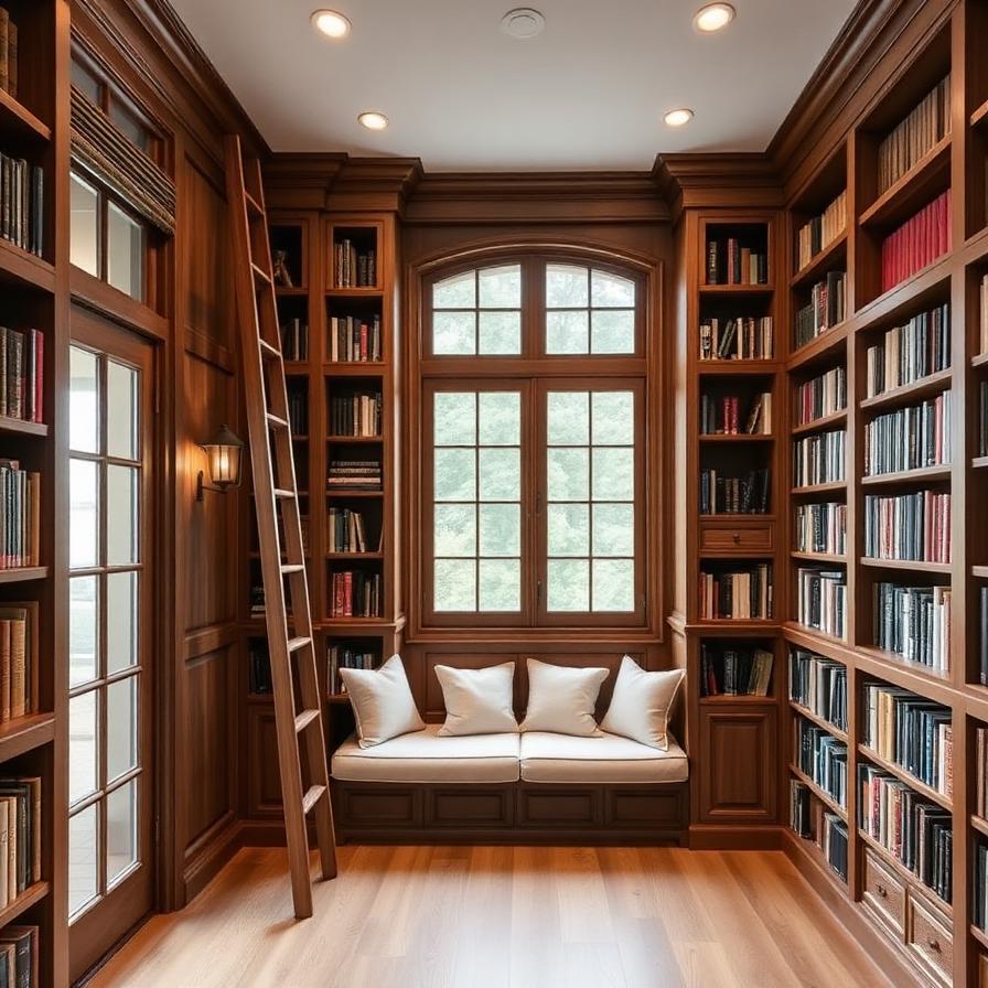Eingebaute Bibliothek aus Holz