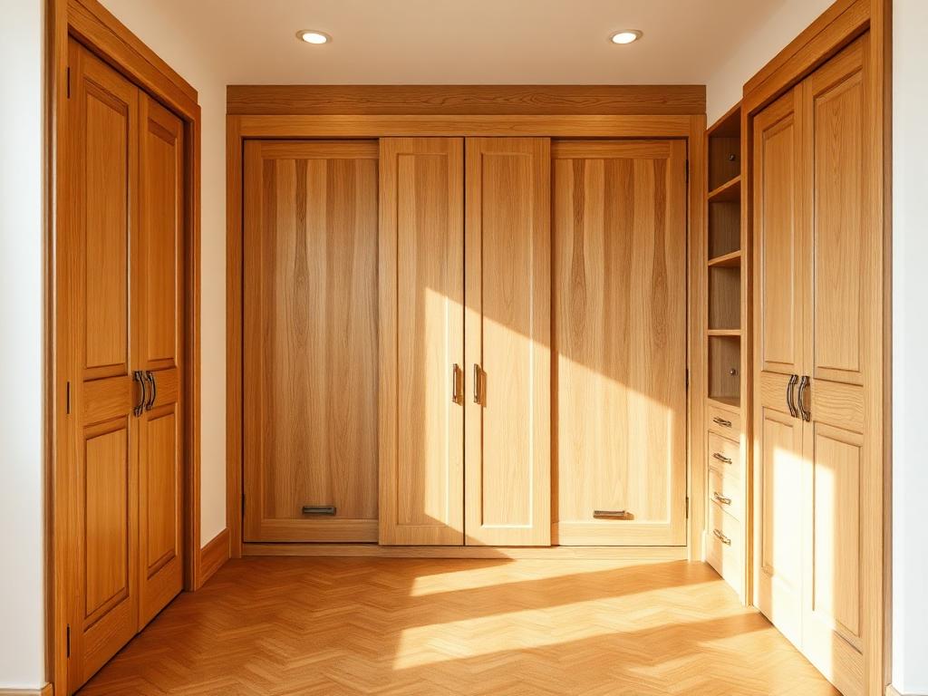 Eingebauter Holzschrank in einem Wohnraum